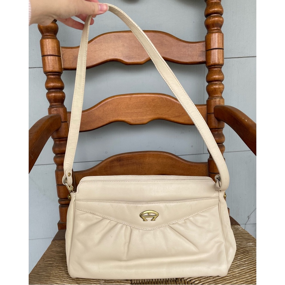 Vintage Y2K Etienne Aigner Beige Leather Shoulder Bag